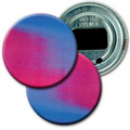 2 1/4" Diameter Round PVC Bottle Opener w/ 3D Lenticular Images - Pink/Purple (Blank)
